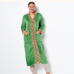 Stan Herman Class Plush Safari Zip Lounger Robe Green Medium